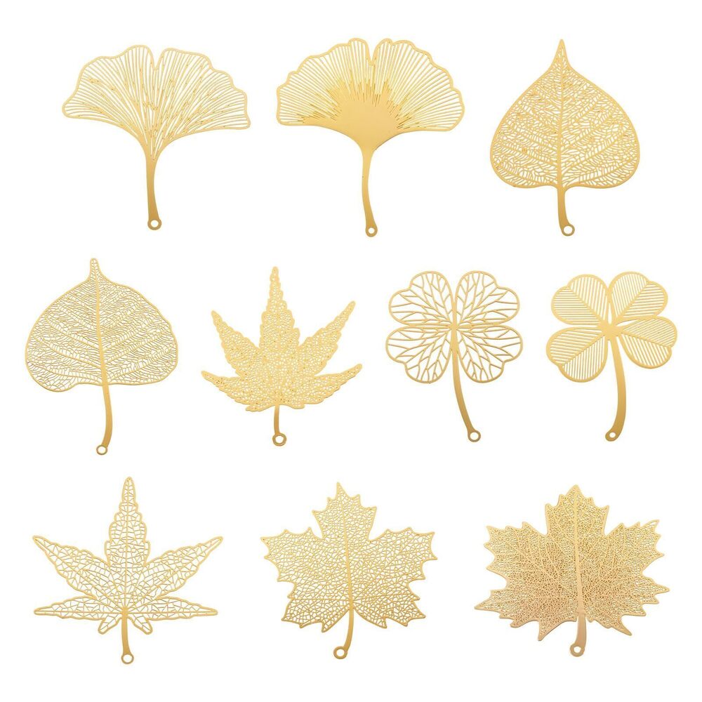 3015 20Pcs Brass Filigree Leaf Pendants 18K Gold Plated Maple Leaf Charms